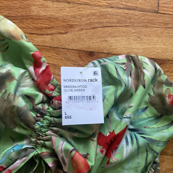 NWT Area Stars Green Tropical Print Off Shoulder Dress - Picture 3 of 8